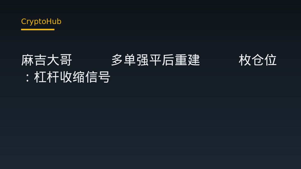 麻吉大哥以太坊多單全數強平後再進場 倉位縮至115枚ETH