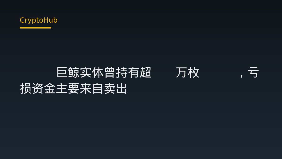 Garrett Jin巨鲸实体曾持有超10万枚BTC，亏损资金主要来自卖出BTC