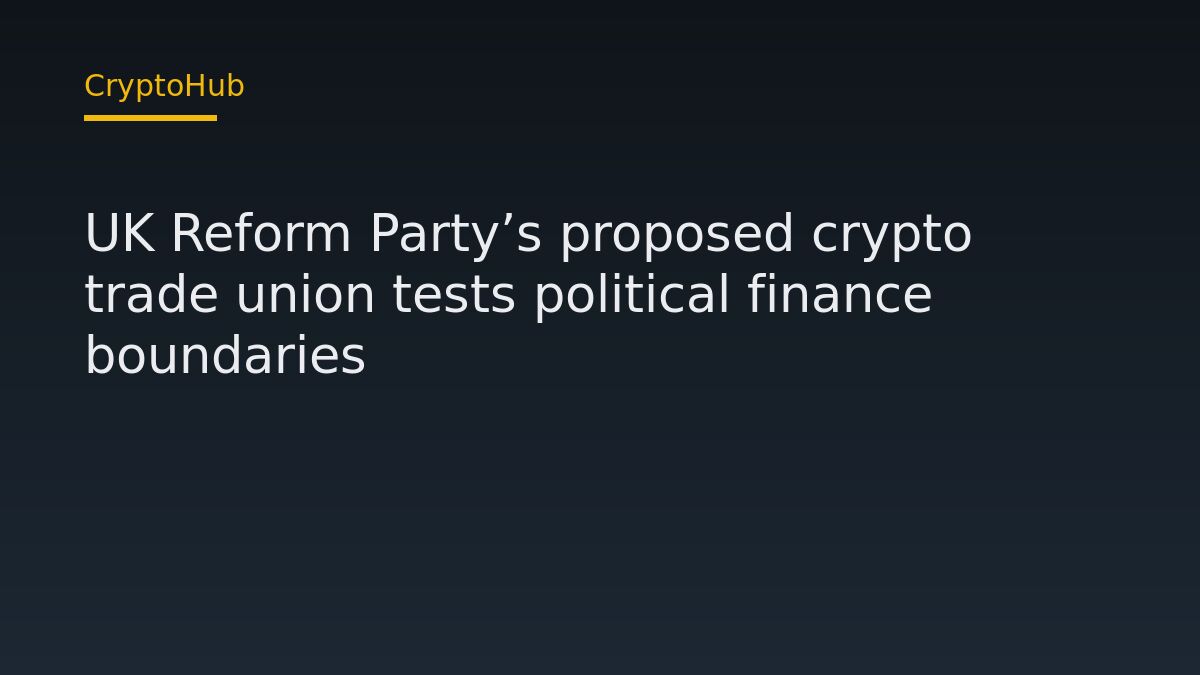 UK Reform Party’s proposed crypto trade union tests political finance boundaries